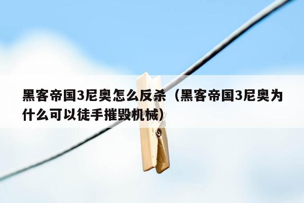 黑客帝国3尼奥怎么反杀（黑客帝国3尼奥为什么可以徒手摧毁机械）