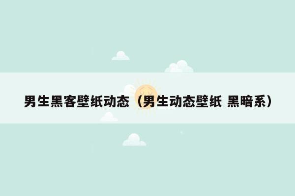 男生黑客壁纸动态（男生动态壁纸 黑暗系）