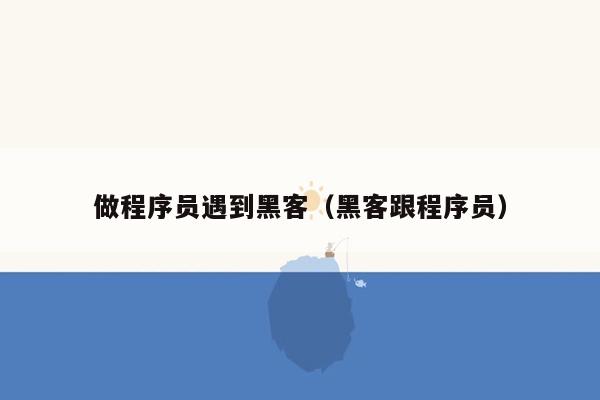 做程序员遇到黑客（黑客跟程序员）