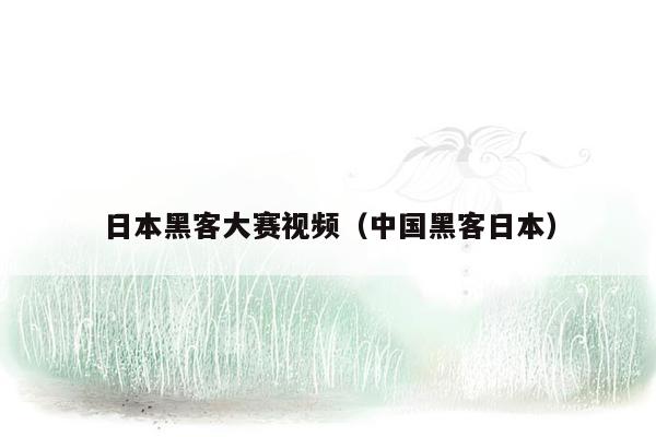 日本黑客大赛视频（中国黑客日本）