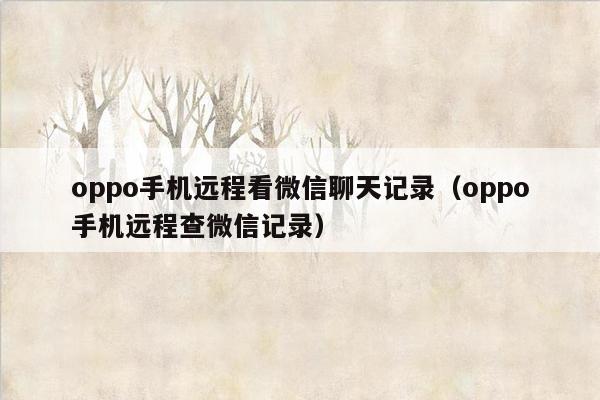 oppo手机远程看微信聊天记录（oppo手机远程查微信记录）