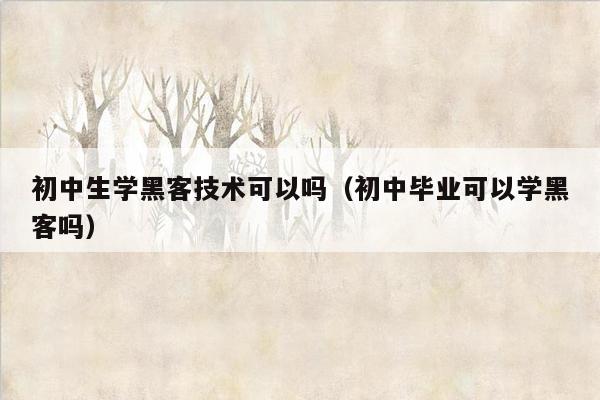 初中生学黑客技术可以吗（初中毕业可以学黑客吗）