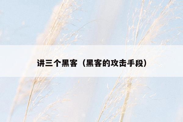 讲三个黑客（黑客的攻击手段）
