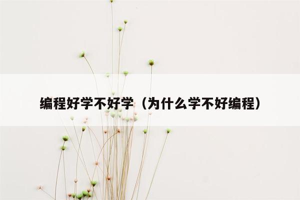 编程好学不好学（为什么学不好编程）