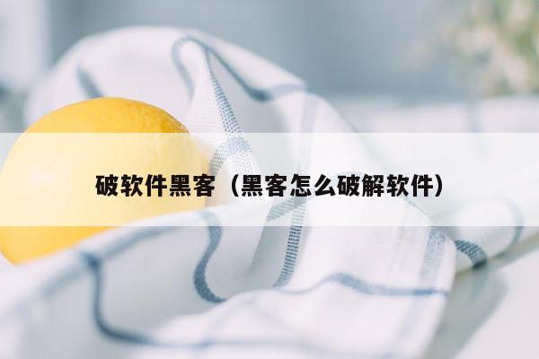 破软件黑客（黑客怎么破解软件）