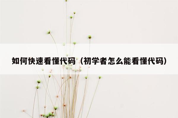 如何快速看懂代码（初学者怎么能看懂代码）