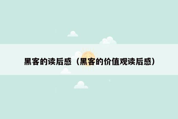 黑客的读后感（黑客的价值观读后感）