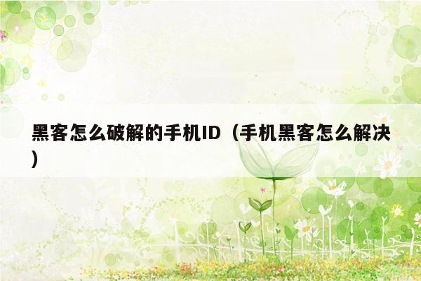 黑客怎么破解的手机ID（手机黑客怎么解决）