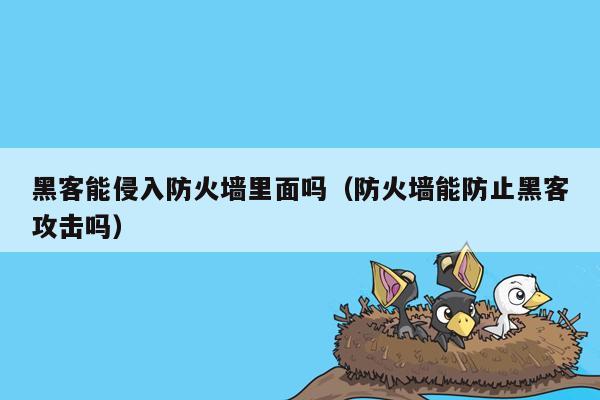 黑客能侵入防火墙里面吗（防火墙能防止黑客攻击吗）