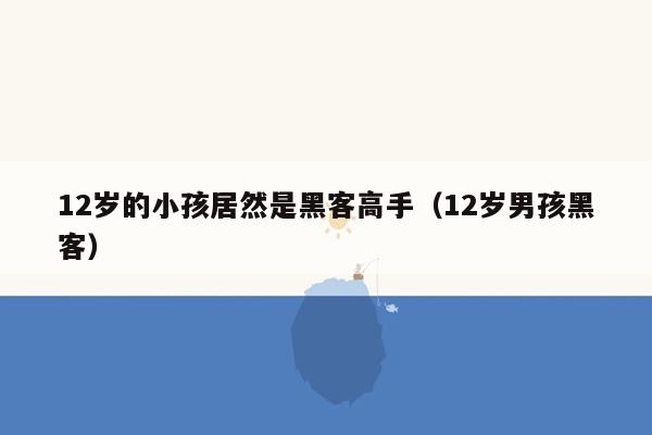 12岁的小孩居然是黑客高手（12岁男孩黑客）