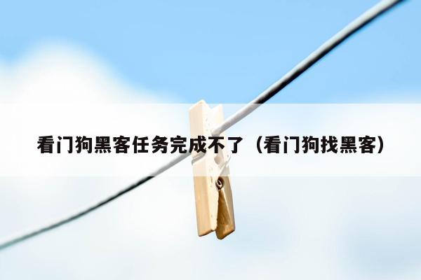 看门狗黑客任务完成不了（看门狗找黑客）