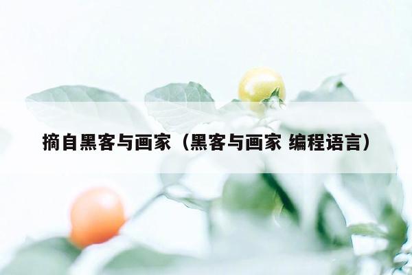 摘自黑客与画家（黑客与画家 编程语言）