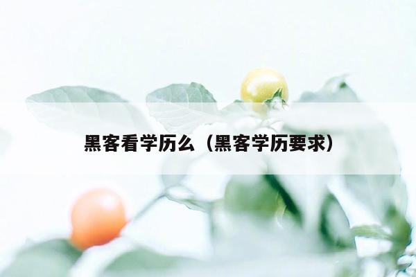 黑客看学历么（黑客学历要求）