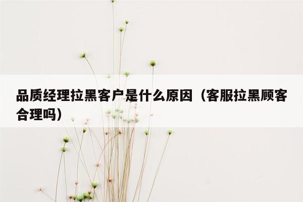 品质经理拉黑客户是什么原因（客服拉黑顾客合理吗）