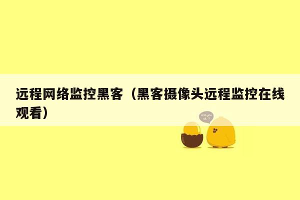 远程网络监控黑客（黑客摄像头远程监控在线观看）