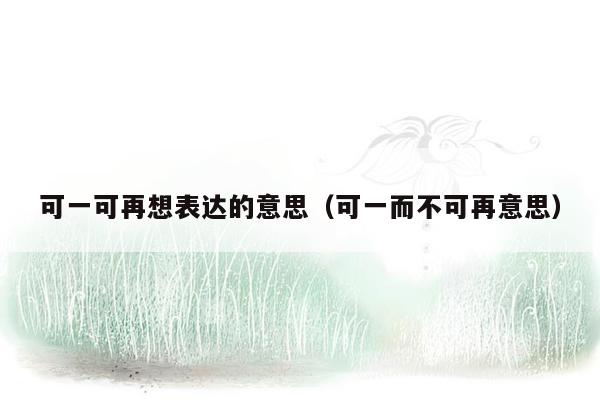 可一可再想表达的意思（可一而不可再意思）