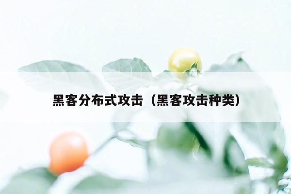 黑客分布式攻击（黑客攻击种类）