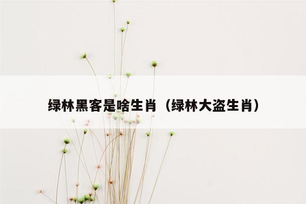 绿林黑客是啥生肖（绿林大盗生肖）