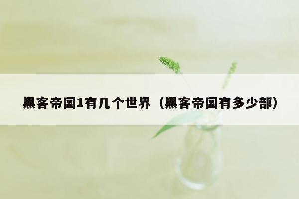 黑客帝国1有几个世界（黑客帝国有多少部）