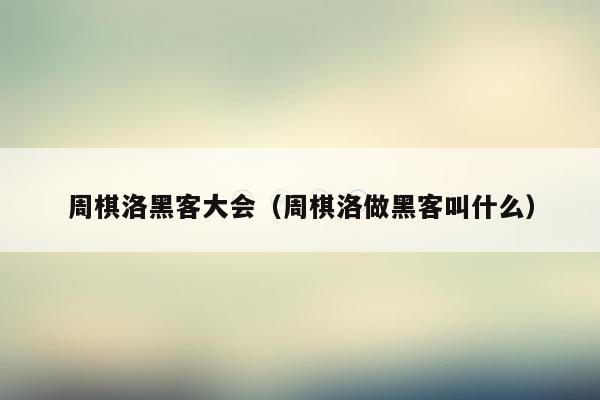 周棋洛黑客大会（周棋洛做黑客叫什么）