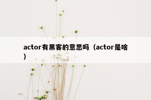 actor有黑客的意思吗（actor是啥）
