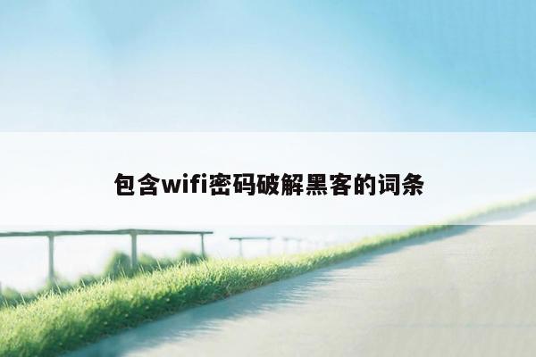 包含wifi密码破解黑客的词条