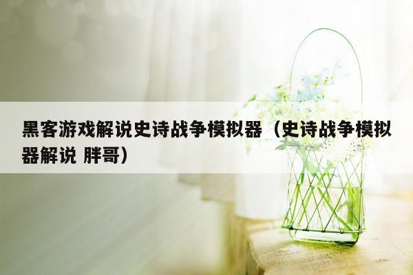 黑客游戏解说史诗战争模拟器（史诗战争模拟器解说 胖哥）