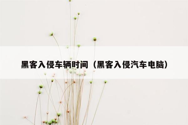 黑客入侵车辆时间（黑客入侵汽车电脑）