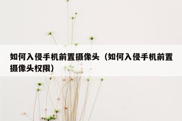 如何入侵手机前置摄像头（如何入侵手机前置摄像头权限）