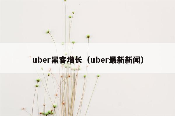 uber黑客增长（uber最新新闻）