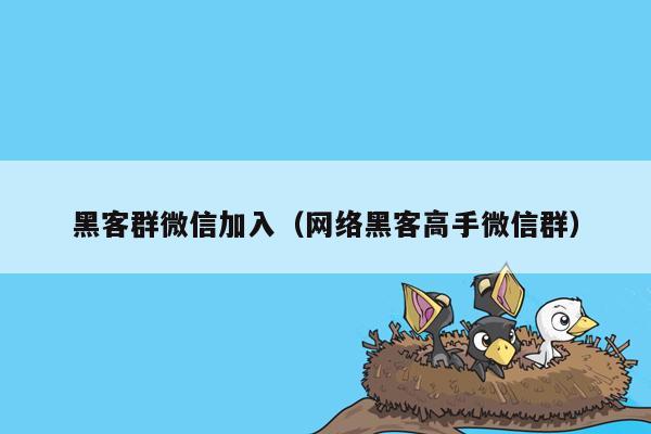 黑客群微信加入（网络黑客高手微信群）