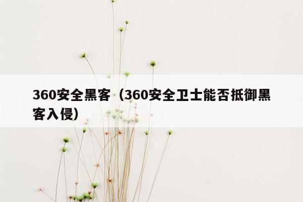 360安全黑客（360安全卫士能否抵御黑客入侵）