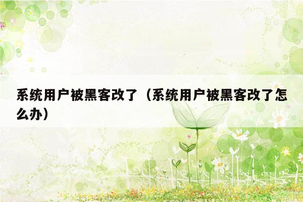 系统用户被黑客改了（系统用户被黑客改了怎么办）