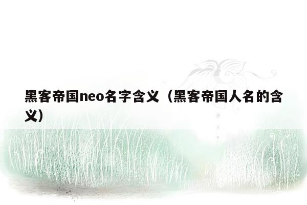 黑客帝国neo名字含义（黑客帝国人名的含义）