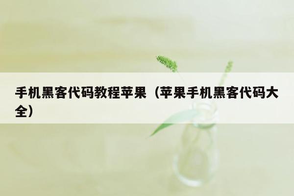 手机黑客代码教程苹果（苹果手机黑客代码大全）