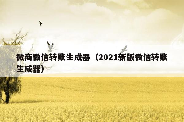 微商微信转账生成器（2021新版微信转账生成器）