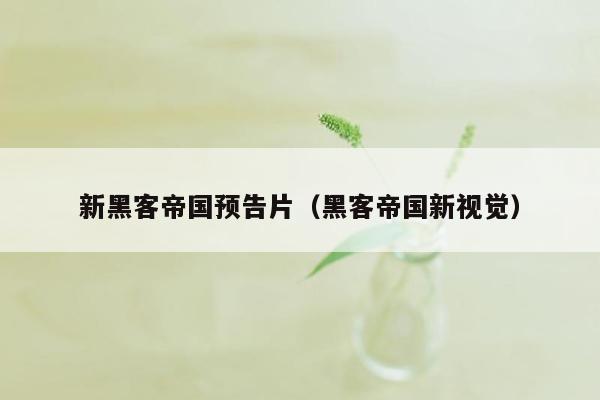 新黑客帝国预告片（黑客帝国新视觉）