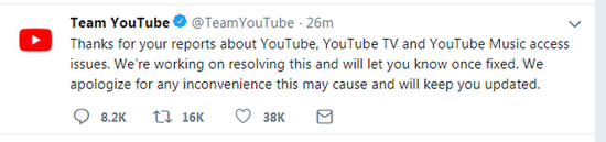 YouTube无法登录 原因尚不清楚
