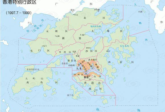 香港与澳门的行政区划图：面积很小，可是分别了许多的区
