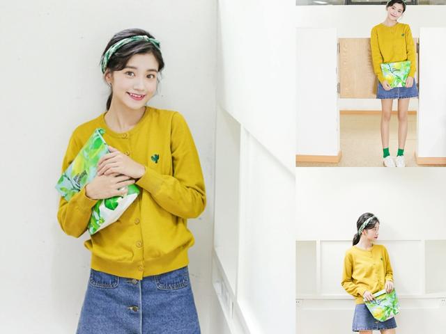 杨紫穿的“柠檬黄色”针织开衫，简直美得像18岁女生！