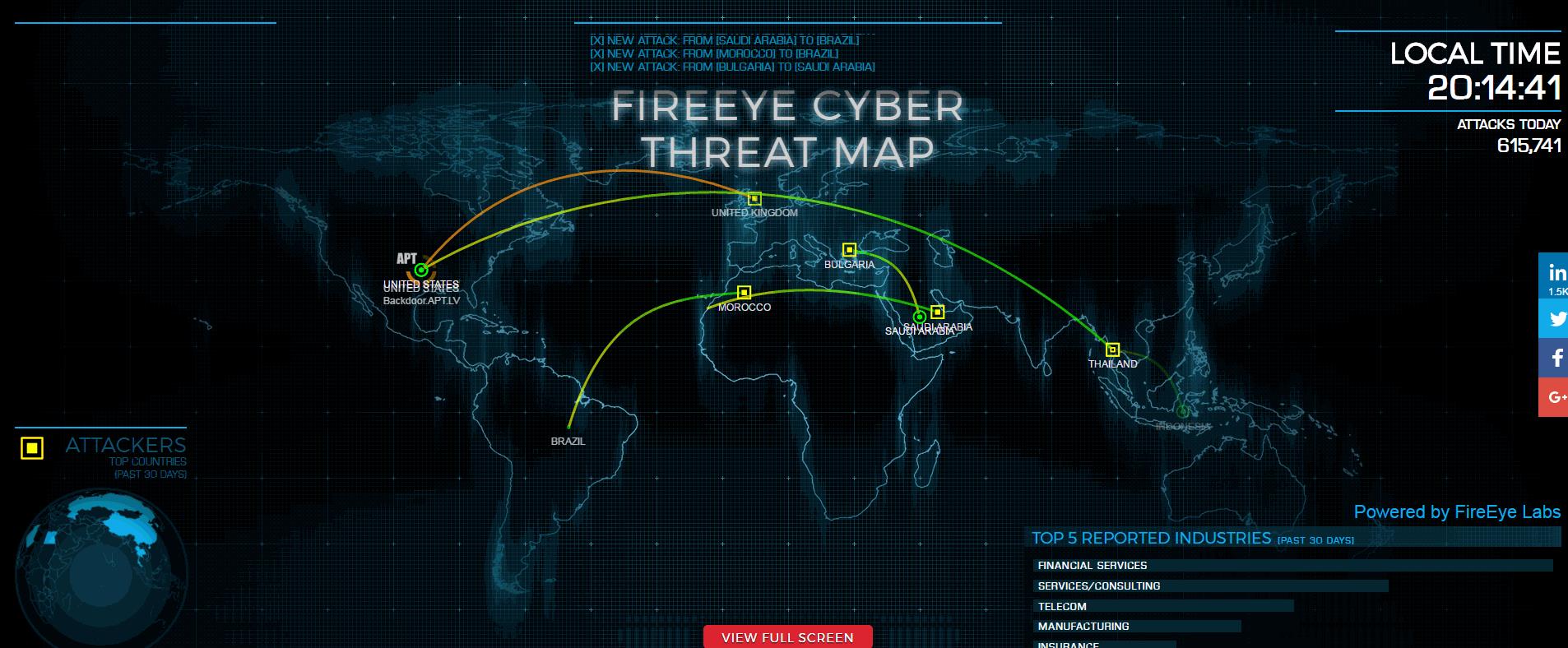 全球的黑客每天到底在攻击哪里？这里有全球黑客攻击实时监控