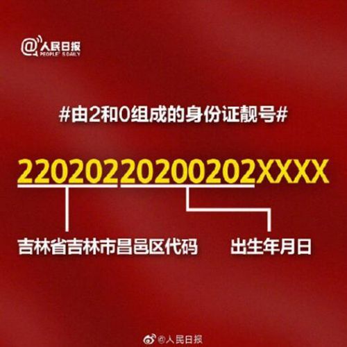 由2和0组成的身份证靓号是什么样的？网友看完直呼这个身份证号太酷了