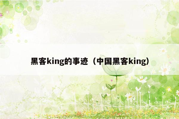 黑客king的事迹（中国黑客king）