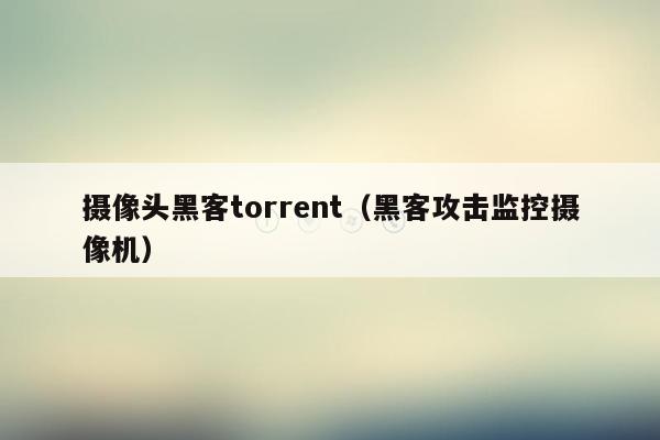 摄像头黑客torrent（黑客攻击监控摄像机）