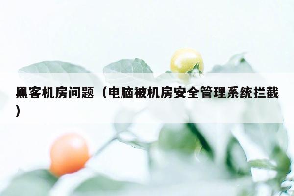 黑客机房问题（电脑被机房安全管理系统拦截）