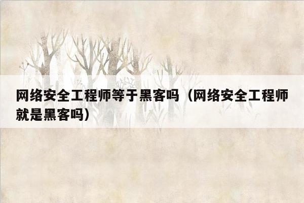 网络安全工程师等于黑客吗（网络安全工程师就是黑客吗）