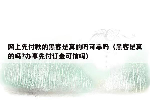 网上先付款的黑客是真的吗可靠吗（黑客是真的吗?办事先付订金可信吗）