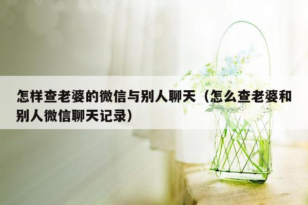 怎样查老婆的微信与别人聊天（怎么查老婆和别人微信聊天记录）