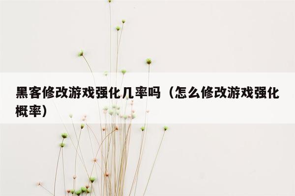 黑客修改游戏强化几率吗（怎么修改游戏强化概率）