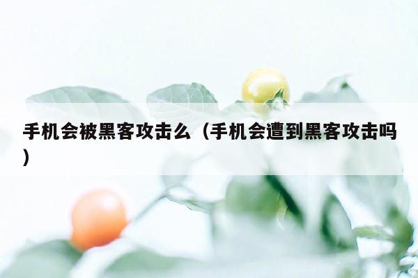 手机会被黑客攻击么（手机会遭到黑客攻击吗）